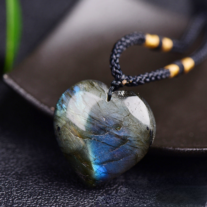Natural Labradorite Moonstone Heart Necklace