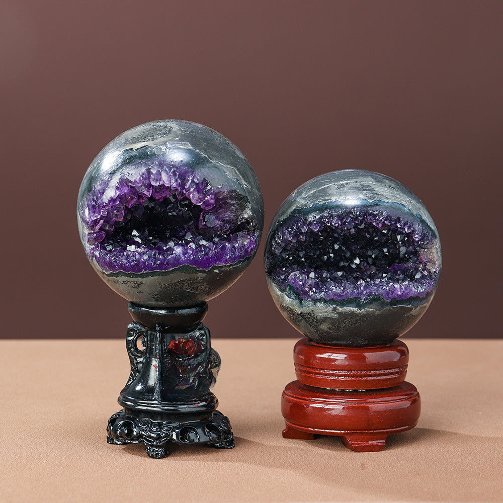 Natural amethyst geode crystal ball/sphere