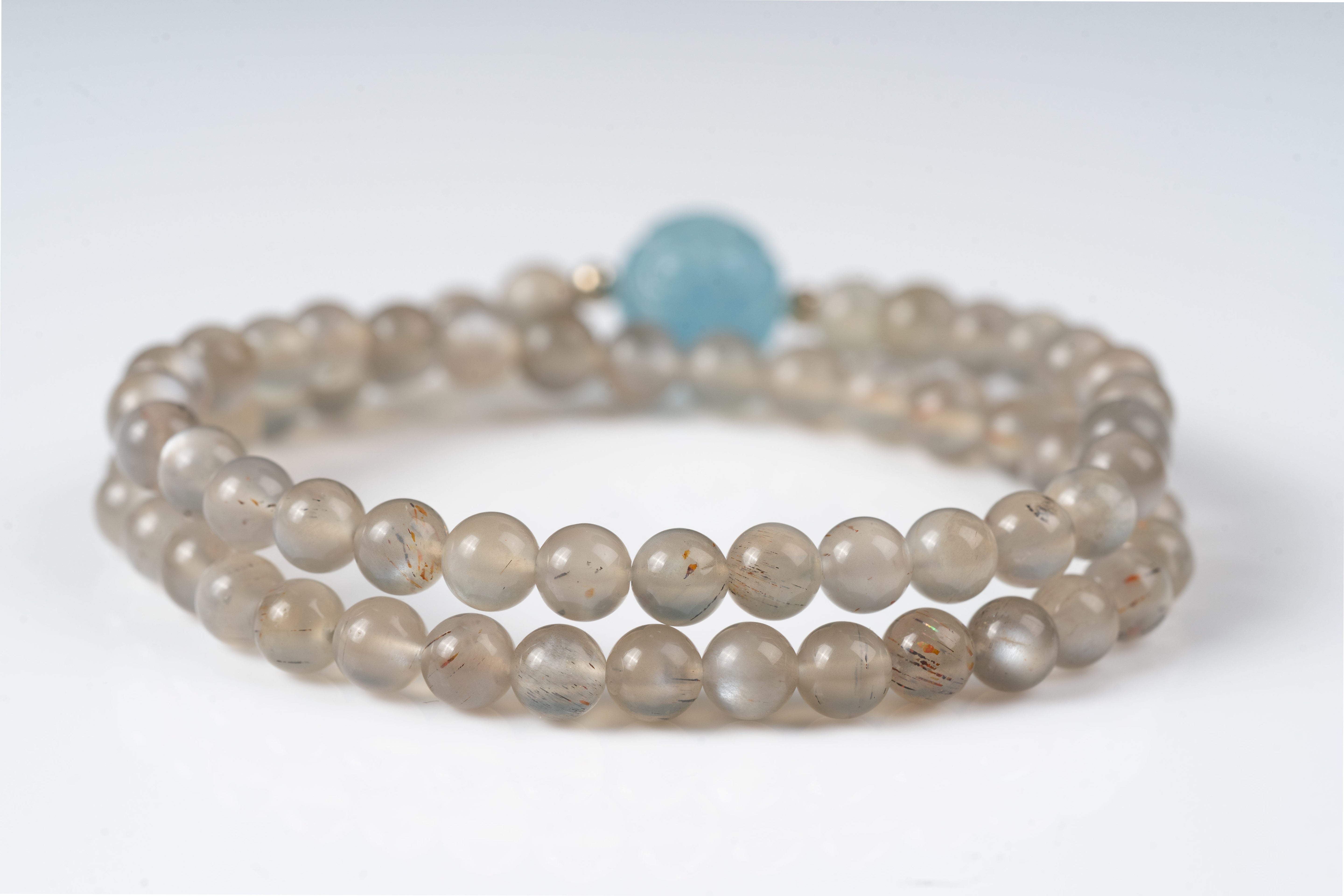 Aquamarine & sliver moonstone Sterling silver bracelet