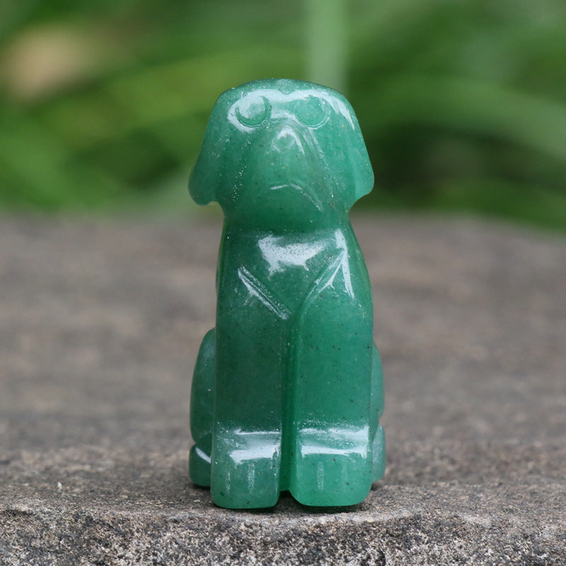 Natural stone jade puppy animal green aventurine