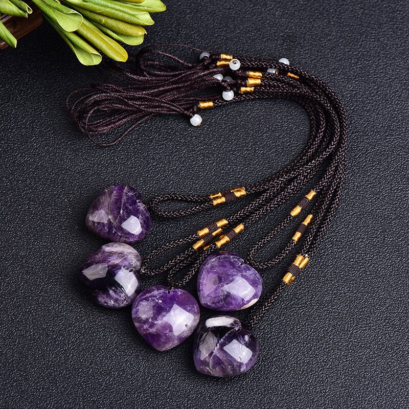 Natural Amethyst Heart Necklace
