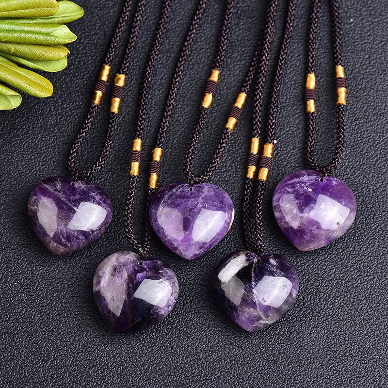 Natural Amethyst Heart Necklace