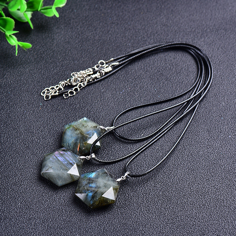 Natural Labradorite Six-Pointed Star Necklace