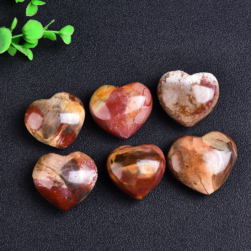 Natural  Petrified Wood Stone Heart
