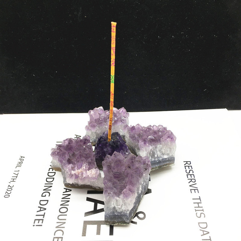 Natural Amethyst Cluster  Incense Holder
