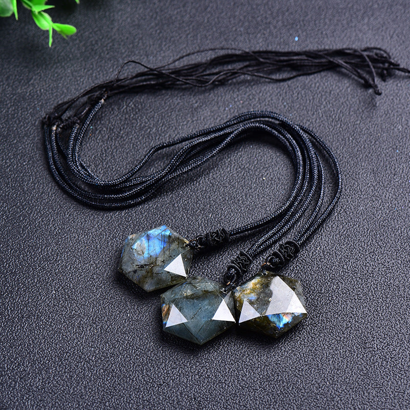 Natural Labradorite Six-Pointed Star Necklace