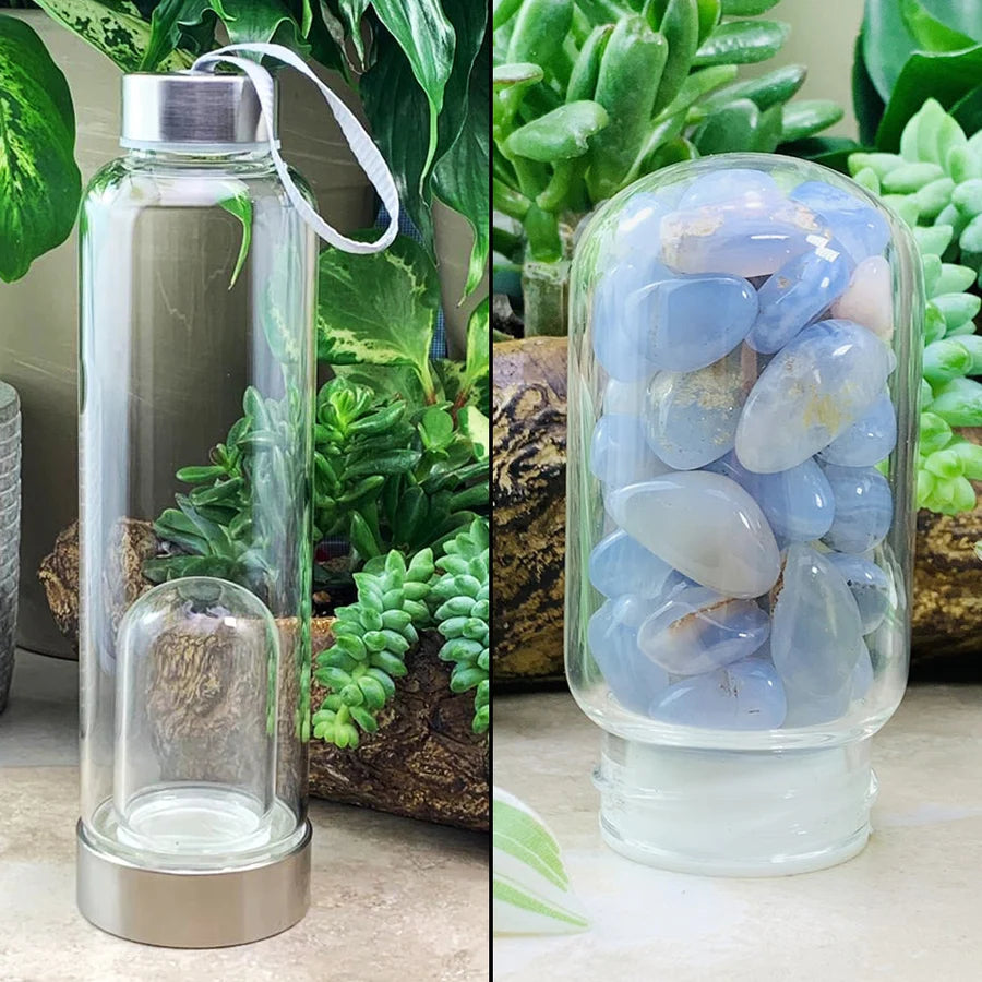 Blue Lace Agate Gem Pod Water Bottle