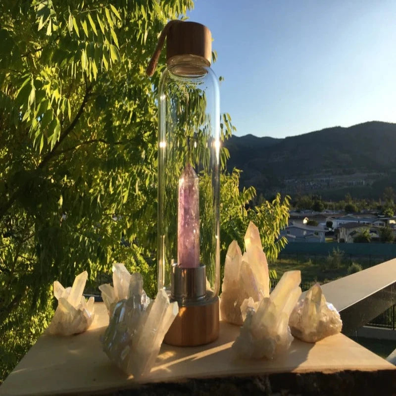 Crystal Wand Water Bottle + Protective Sleeve (Bamboo)