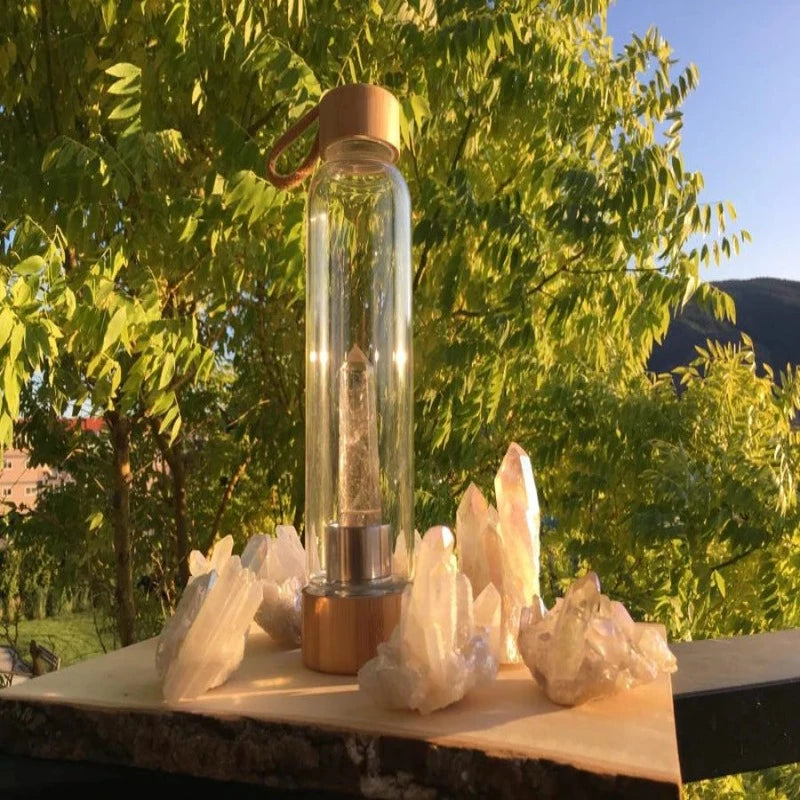 Crystal Wand Water Bottle + Protective Sleeve (Bamboo)