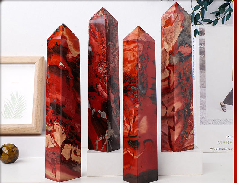 Natural ruby single-pointed four-sided pillar