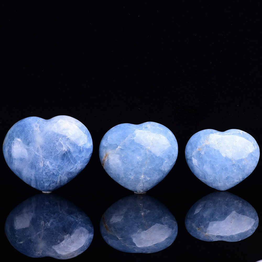 Natural Blue calcite Crystal Heart