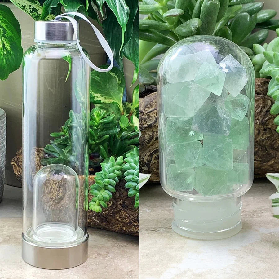 Green Fluorite Gem Pod Water Bottle