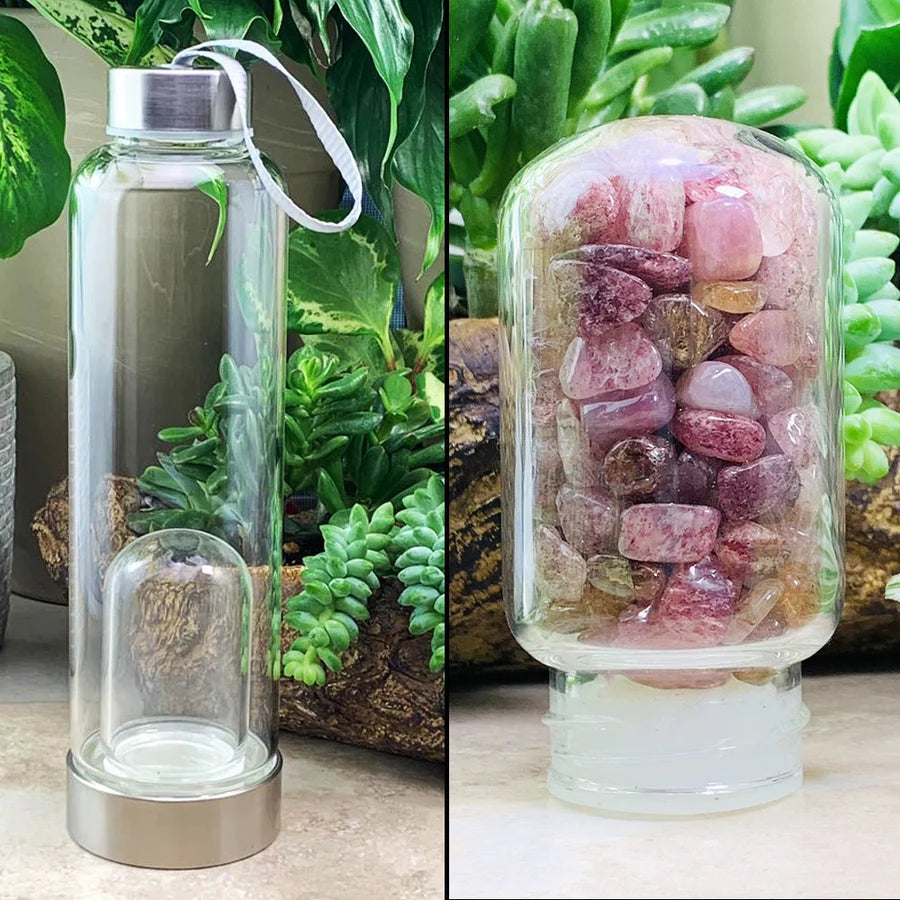 Strawberry Quartz Gem Pod Water Bottle