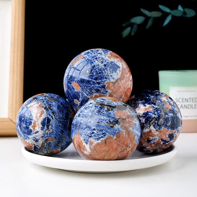 sunstone & sodalite co-exist ball/sphere